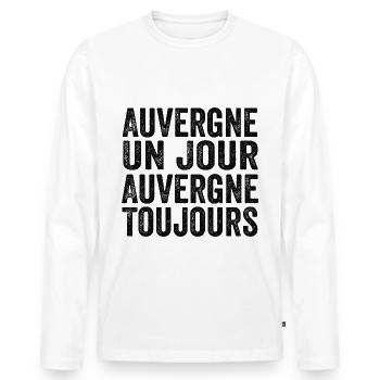Auvergne Un Jour Auvergne Toujours - T-shirt manches longues Premium bio Homme - blanc - Devant - Nico (187cm)