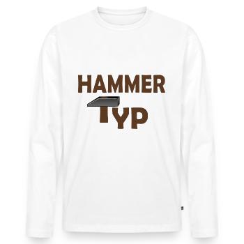 HAMMER TYP - Männer Premium Bio Langarmshirt - Weiß - Vorne - Nico (187cm)
