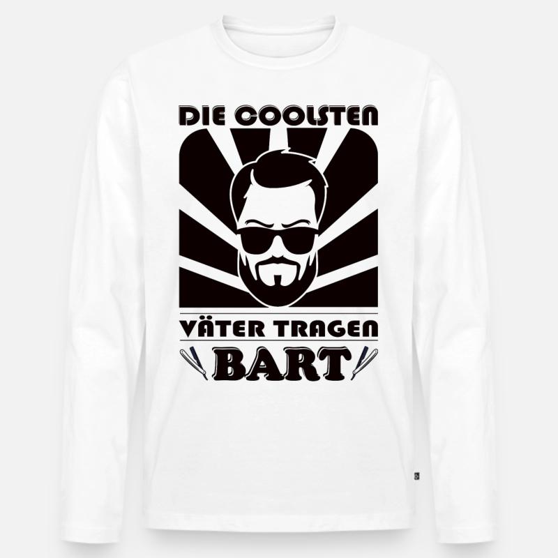 Die coolsten Väter tragen Bart - Männer Premium Bio Langarmshirt - Weiß