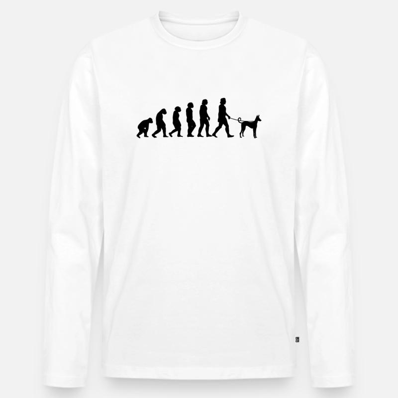 Podenco Evolution spanischer Jagdhund Geschenk - Männer Premium Bio Langarmshirt - Weiß