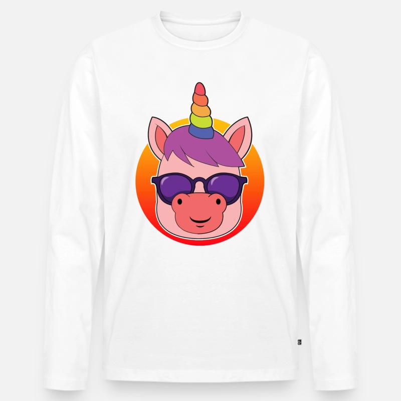 Cooles Einhorn - Männer Premium Bio Langarmshirt - Weiß