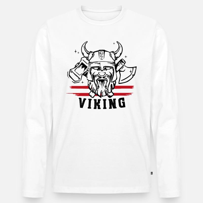 Dänemark Souvenirs Wikinger Krieger Thor Flagge - Männer Premium Bio Langarmshirt - Weiß