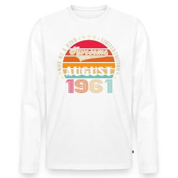 Awesome since August 1961 61st Birthday Gift - Men's Premium Organic Long Sleeve Shirt - white - Front - Nico (187cm)