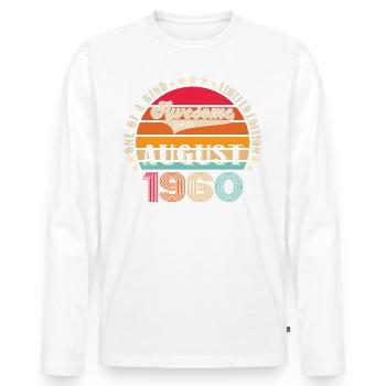 Awesome since August 1960 62nd Birthday Gift - Men's Premium Organic Long Sleeve Shirt - white - Front - Nico (187cm)