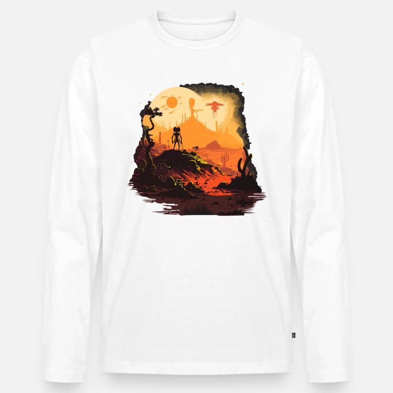Alien Dark - Männer Premium Bio Langarmshirt - Weiß
