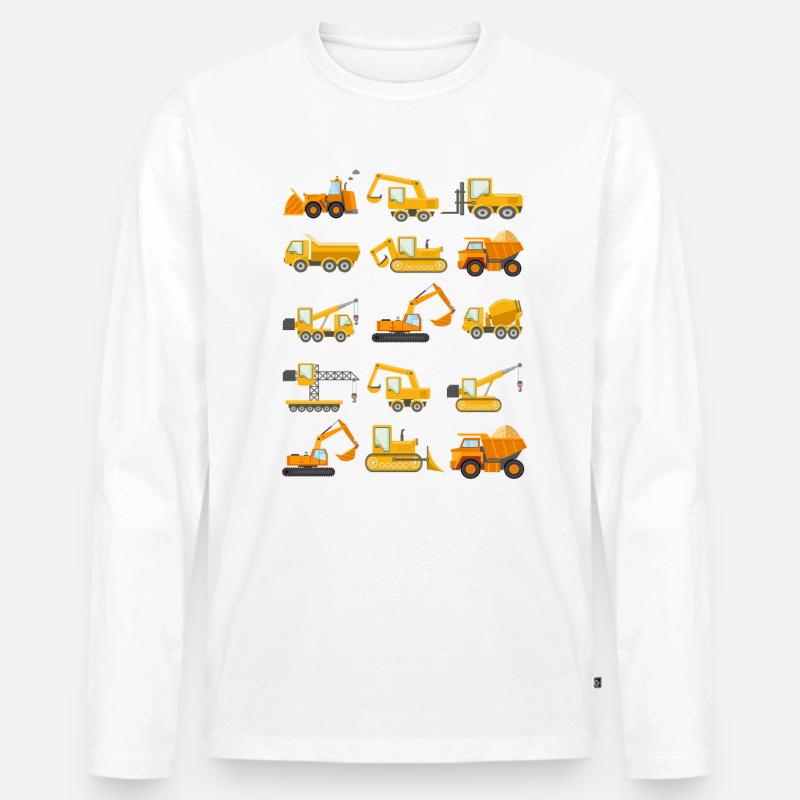 Construction Diggers Trucks Vehicles Design - Männer Premium Bio Langarmshirt - undefined