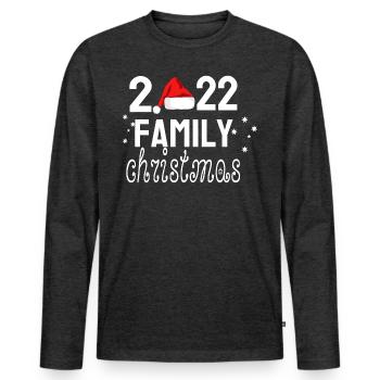 2022 family christmas - T-shirt manches longues Premium bio Homme - anthracite chiné - Devant - Nico (187cm)