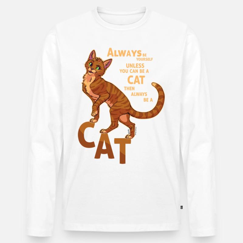Always be a cat - Männer Premium Bio Langarmshirt - Weiß