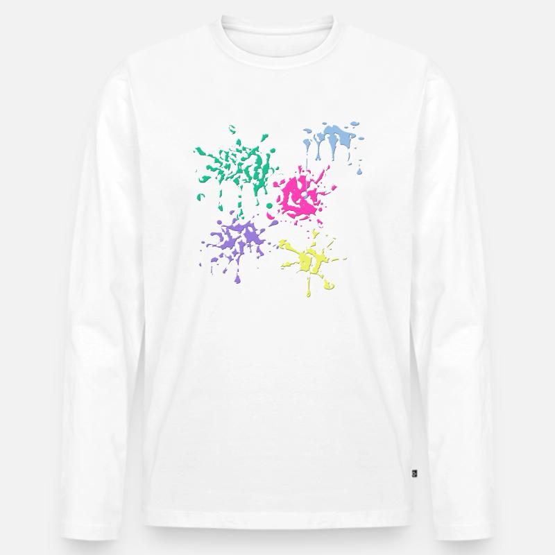 klecks farb - Männer Premium Bio Langarmshirt - Weiß