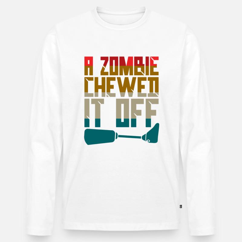 A Zombie Chewed It Off - Männer Premium Bio Langarmshirt - Weiß