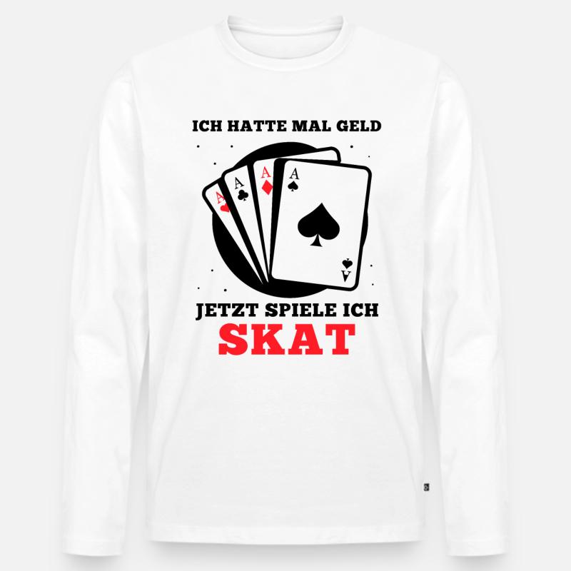 Ich hatte mal Geld Skat - Männer Premium Bio Langarmshirt - Weiß