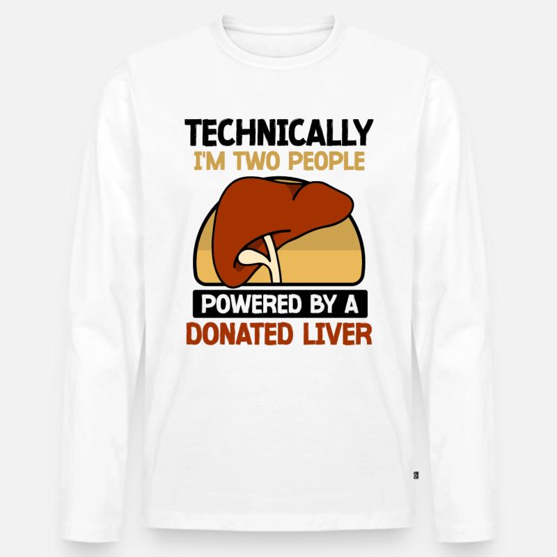powered by a donated Liver - Männer Premium Bio Langarmshirt - Weiß