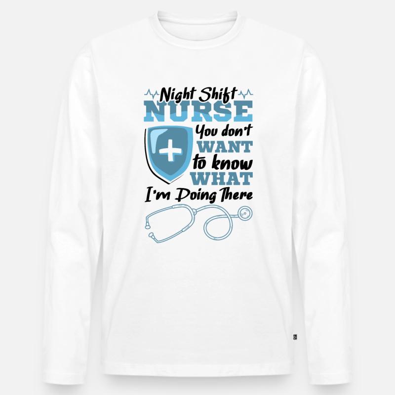 Night Shift Nurse - Männer Premium Bio Langarmshirt - Weiß