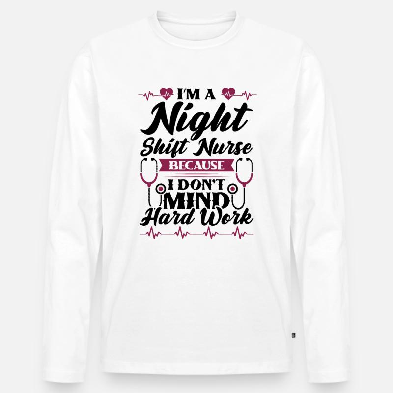 Im a Night Shift Nurse - Männer Premium Bio Langarmshirt - Weiß