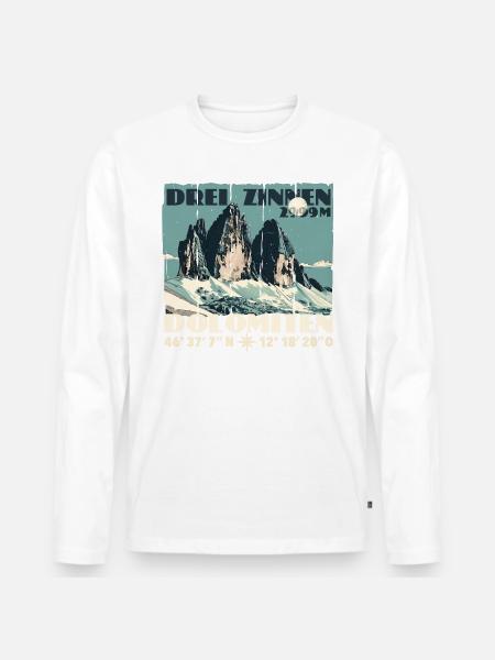 Drei Zinnen Dolomiten Souvenir Tre Cime Lavaredo - Männer Premium Bio Langarmshirt - Weiß