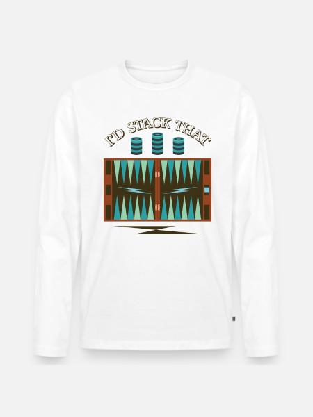 Backgammon Spiel - Männer Premium Bio Langarmshirt - Weiß