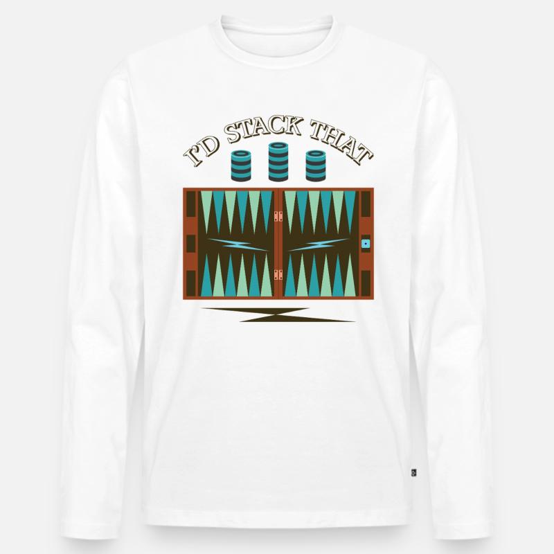 Backgammon Spiel - Männer Premium Bio Langarmshirt - Weiß
