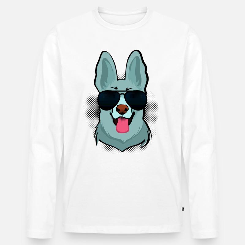 Deutscher Schäferhund Retro - Männer Premium Bio Langarmshirt - Weiß