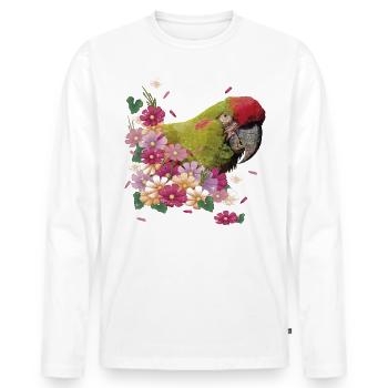 Ara à front rouge - T-shirt manches longues Premium bio Homme - blanc - Devant - Nico (187cm)