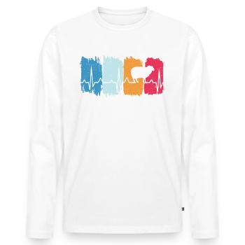 Schafe retro herzschlag t-shirt schaf - Männer Premium Bio Langarmshirt - Weiß - Vorne - Nico (187cm)