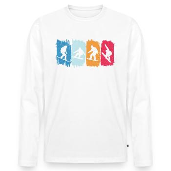 Snowboard rétro snowboarding - T-shirt manches longues Premium bio Homme - blanc - Devant - Nico (187cm)