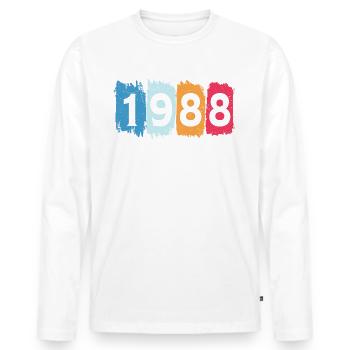 Retro 1988 t-shirt 88 vintage 1988 - Men's Premium Organic Long Sleeve Shirt - white - Front - Nico (187cm)