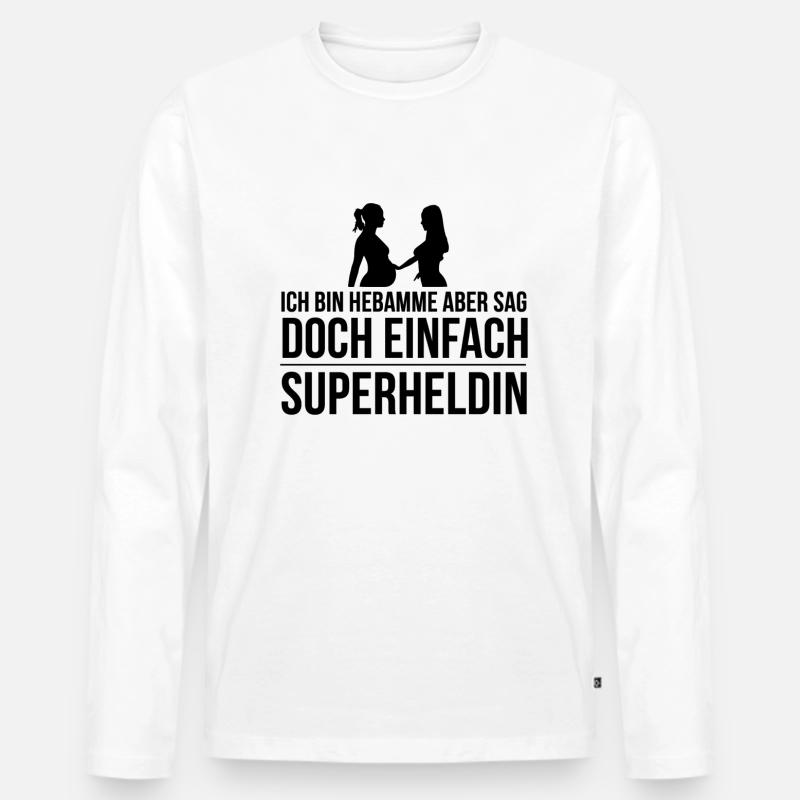 Hebamme Geschenkidee für Hebammen Beruf - Männer Premium Bio Langarmshirt - Weiß