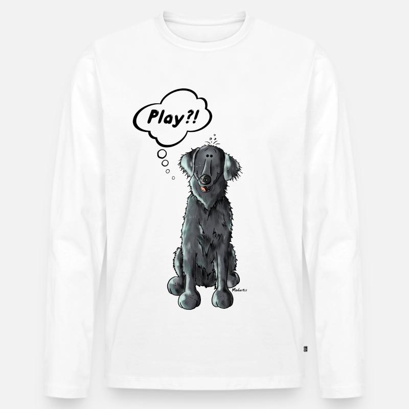 Flat Coated Retriever Play - Männer Premium Bio Langarmshirt - Weiß