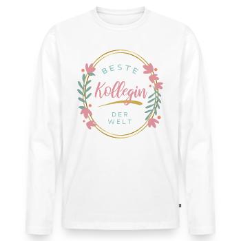 Beste Kollegin der Welt - Männer Premium Bio Langarmshirt - Weiß - Vorne - Nico (187cm)