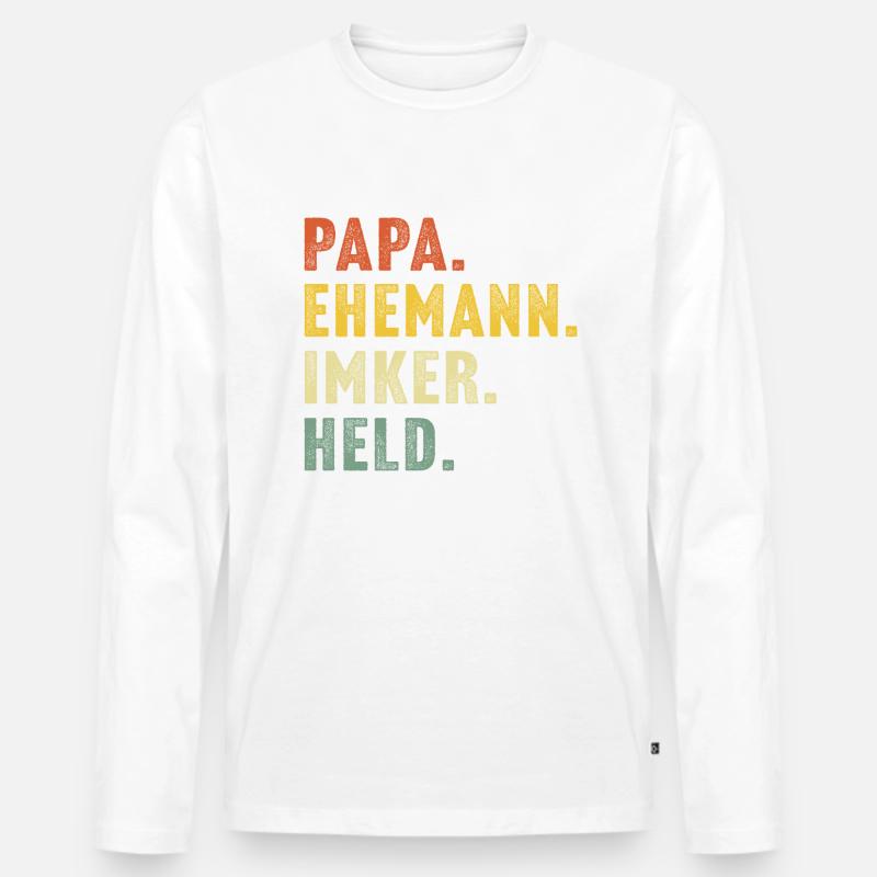 papa ehemann Imker held - Männer Premium Bio Langarmshirt - Weiß