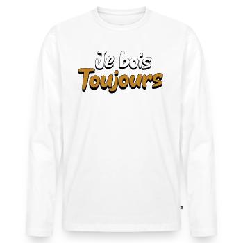 Je Bois Toujours Avec Modération - T-shirt manches longues Premium bio Homme - blanc - Devant - Nico (187cm)