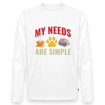 Funny Book Lover Coffee Dog Book - Männer Premium Bio Langarmshirt - Weiß - Vorne - Nico (187cm)