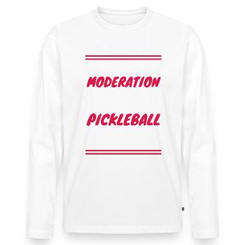 Funny Wine and Pickleball - Männer Premium Bio Langarmshirt - Weiß - Vorne - Nico (187cm)