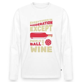 Drôle de vin et de pickleball - T-shirt manches longues Premium bio Homme - blanc - Devant - Nico (187cm)