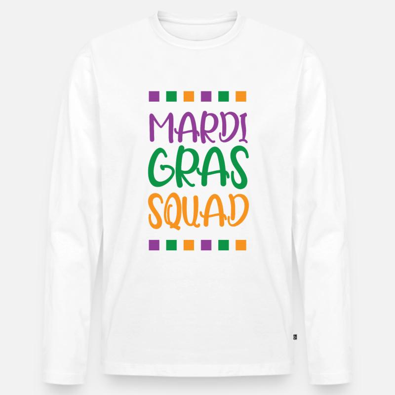 Mardi Gras Squad - Männer Premium Bio Langarmshirt - Weiß