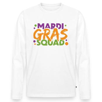 Mardi Gras Squad - Men's Premium Organic Long Sleeve Shirt - white - Front - Nico (187cm)