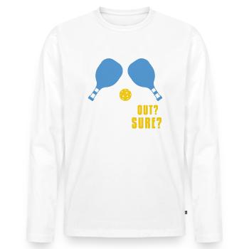 That Was Out? Are You sure? - Men's Premium Organic Long Sleeve Shirt - white - Front - Nico (187cm)