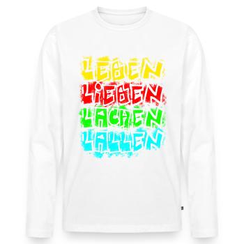 leben lieben etc weiss - Männer Premium Bio Langarmshirt - Weiß - Vorne - Nico (187cm)
