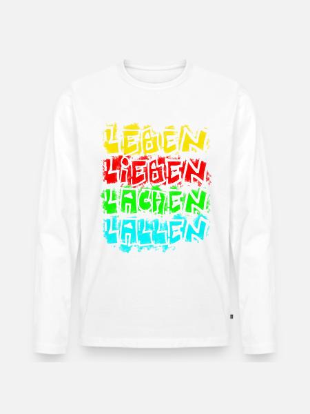 leben lieben etc weiss - Männer Premium Bio Langarmshirt -