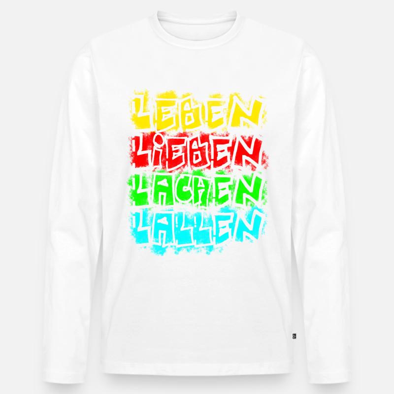 leben lieben etc weiss - Männer Premium Bio Langarmshirt - undefined