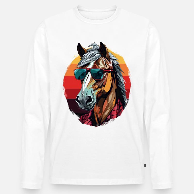 Urban Stallion - Graffiti Stil - Männer Premium Bio Langarmshirt - Weiß