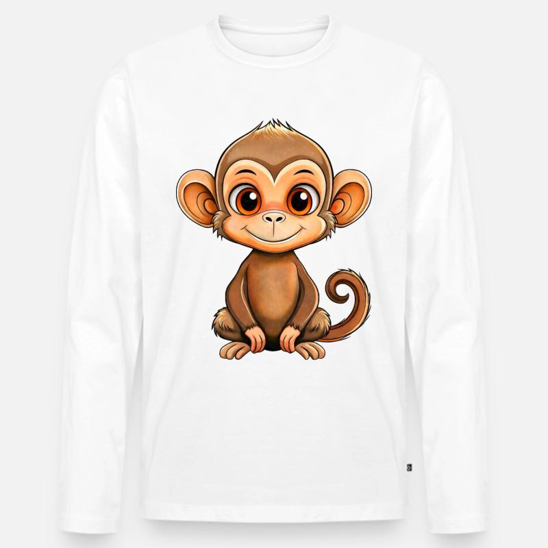 Kleiner Affe - Männer Premium Bio Langarmshirt - Weiß