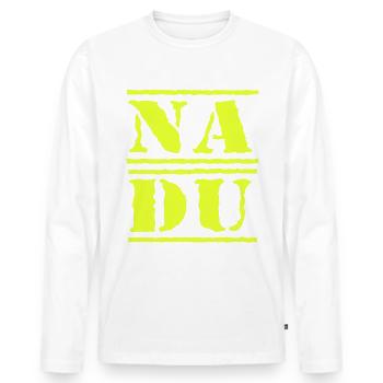 na du gelb - Männer Premium Bio Langarmshirt - Weiß - Vorne - Nico (187cm)