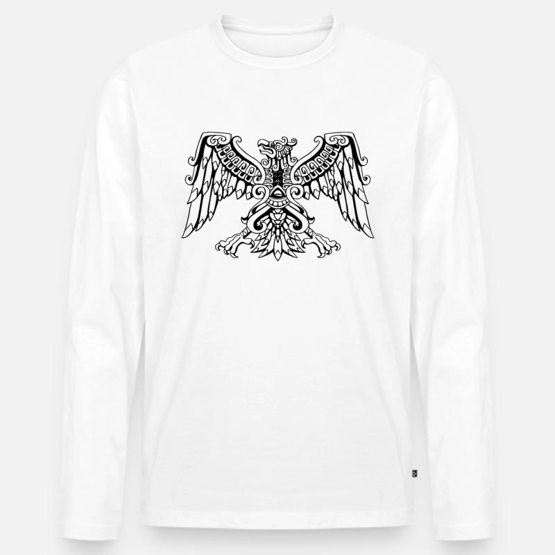 Aztec Eagle Mexican Eagle Maya - Men's Premium Organic Long Sleeve Shirt - white