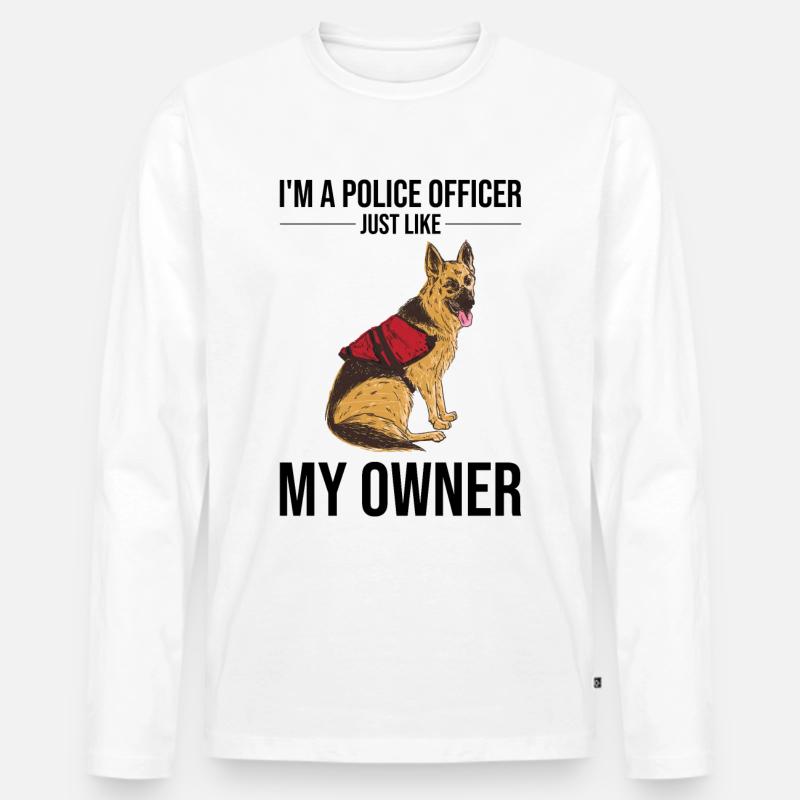 Polizeibeamter Polizeihund - Männer Premium Bio Langarmshirt - Weiß