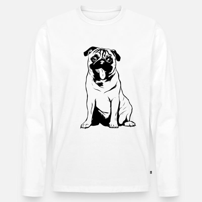 Mops Hund - Männer Premium Bio Langarmshirt - Weiß