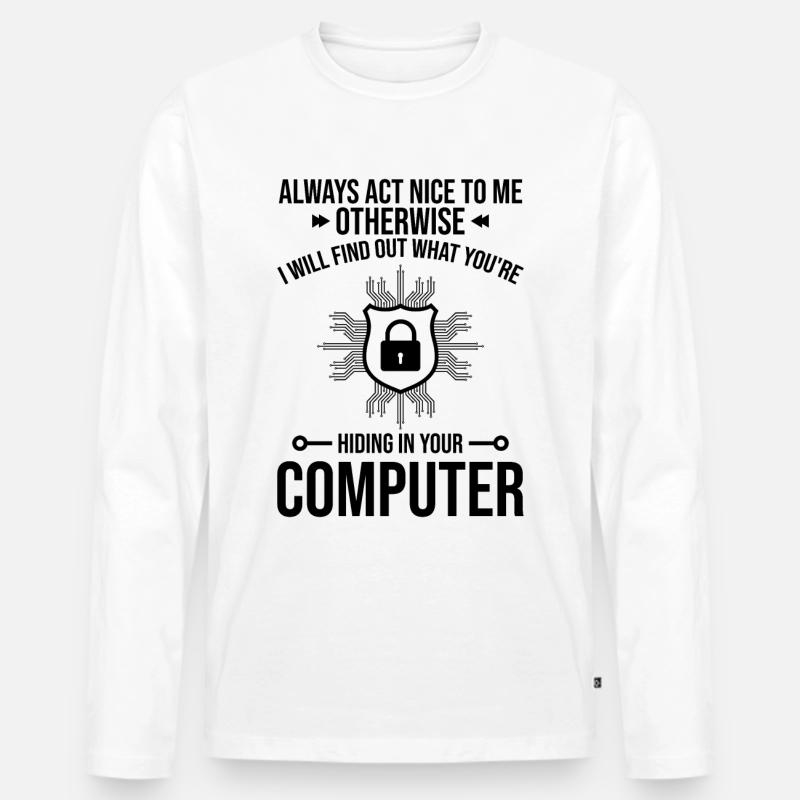 Cybersecurity Computersicherheit Cybersecurity - Männer Premium Bio Langarmshirt - Weiß