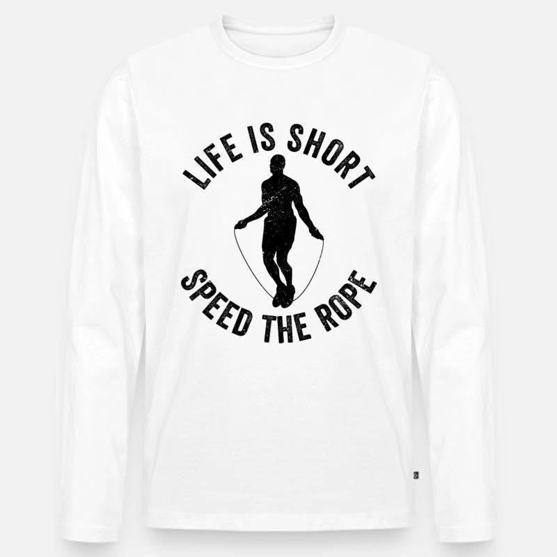 Lustiges Springseil Springseil - Männer Premium Bio Langarmshirt - Weiß