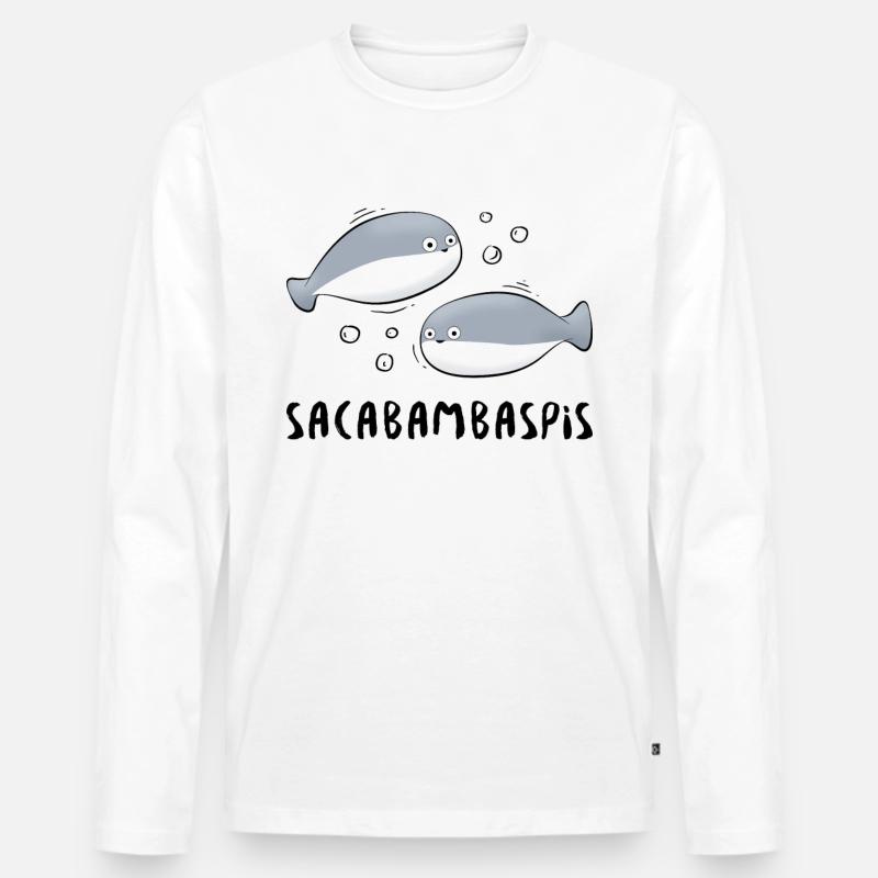 Fisch Meme Paar - Männer Premium Bio Langarmshirt - Weiß