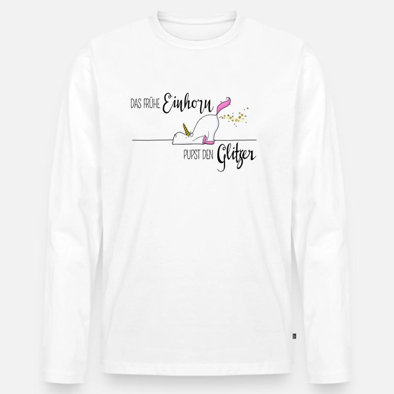 Das frühe Einhorn - Männer Premium Bio Langarmshirt - Weiß